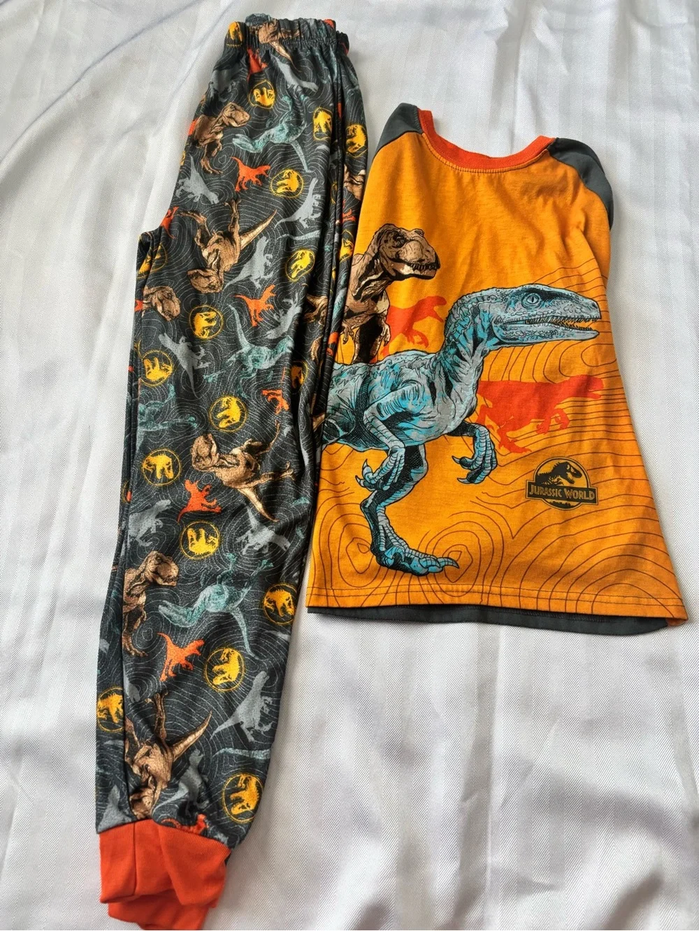 Kids Dinosaur Pajama Set - Yellow and Gray